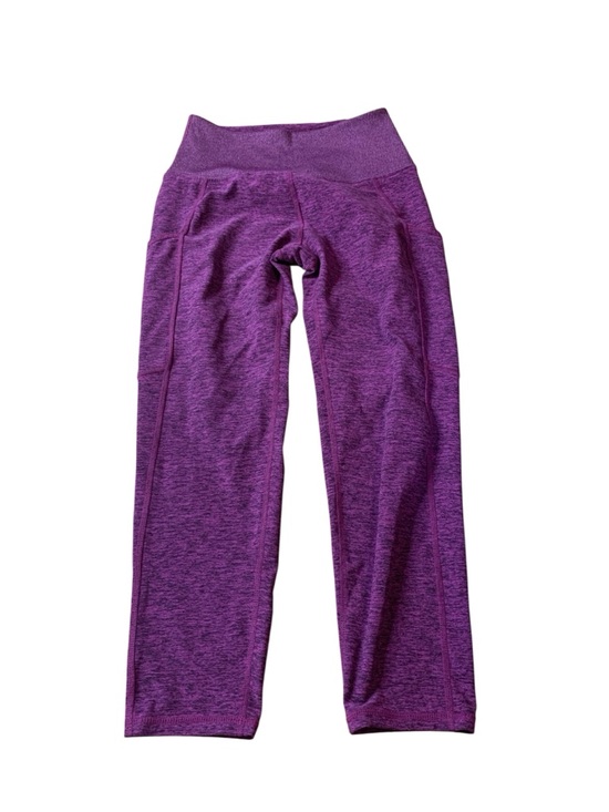 Kirkland Signature Pants - Kirkland Signature Purple Heathered Brushed Capri Leggings with Pockets - Size S